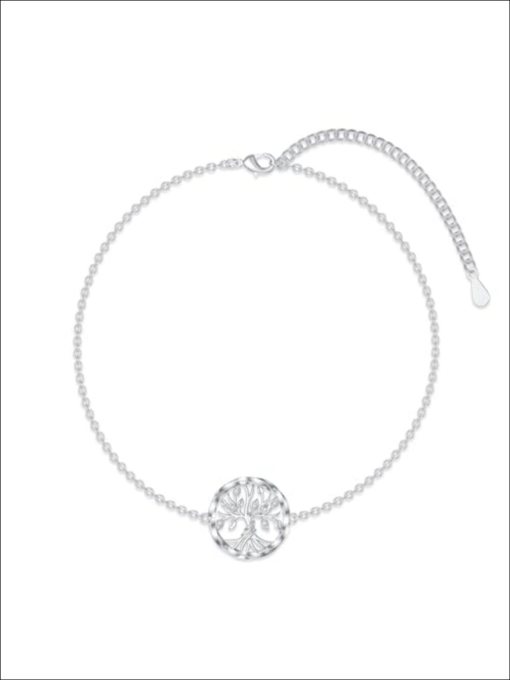 Diamond Tree of Life Bracelet 925 Sterling Silver Link Chain Jewelry Gift